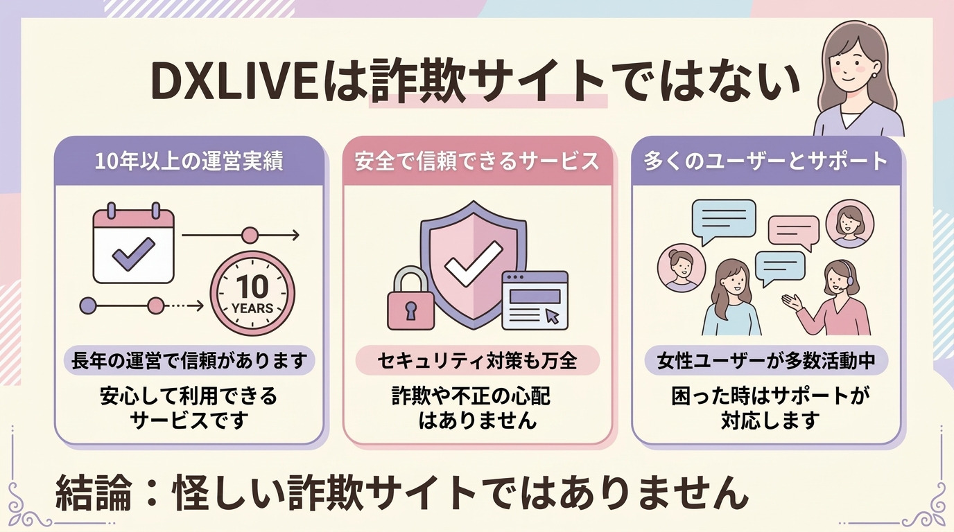 DXLIVEは詐欺サイトではない